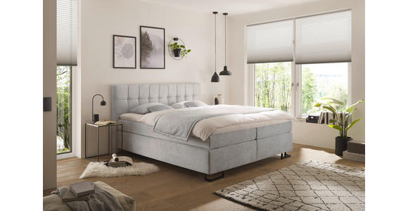 BOXSPRINGBETT 180/200 cm in Hellgrau - Hellgrau/Schwarz, KONVENTIONELL, Textil/Metall (180/200cm) - Carryhome