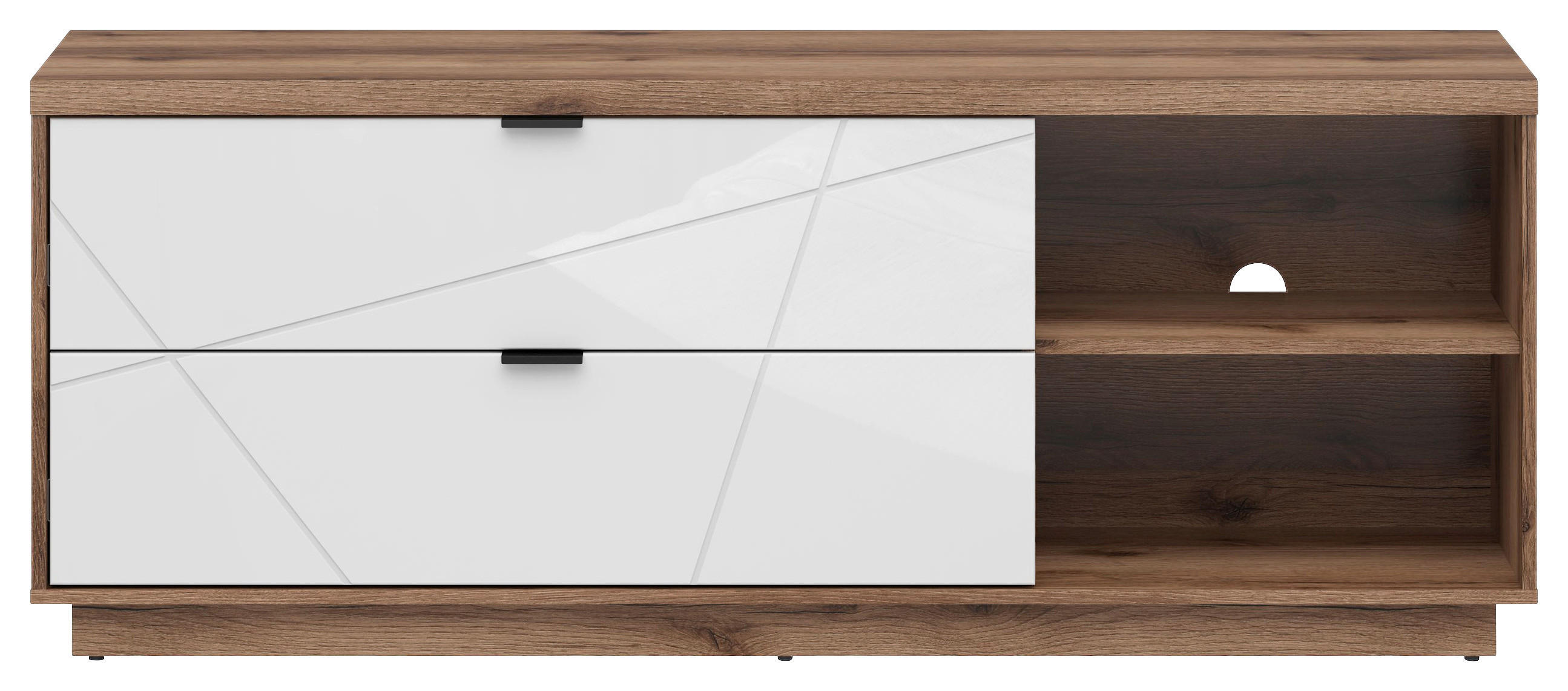 TV-ELEM 156/61/42,5 cm  - Tölgyfa/Fehér, Design, Faalapú anyag/Műanyag (156/61/42,5cm) - Venda