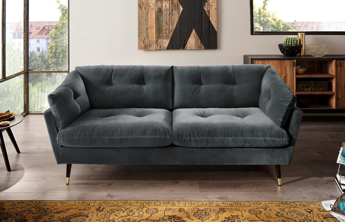 3-SITZER-SOFA JAPAN-3S SOFA in Samt Anthrazit  - Anthrazit, MODERN, Textil (207/84/93cm) - MID.YOU