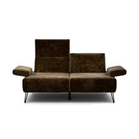 2-SITZER-SOFA Samt Braun  - Schwarz/Braun, Design, Textil/Metall (164-194/85/86-94cm) - SENSOO