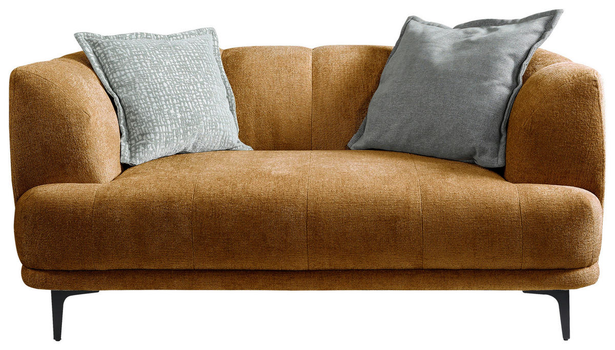 2-SITZER-SOFA Flachgewebe Goldfarben  - Goldfarben/Schwarz, Design, Textil/Metall (166/77/106cm) - MID.YOU