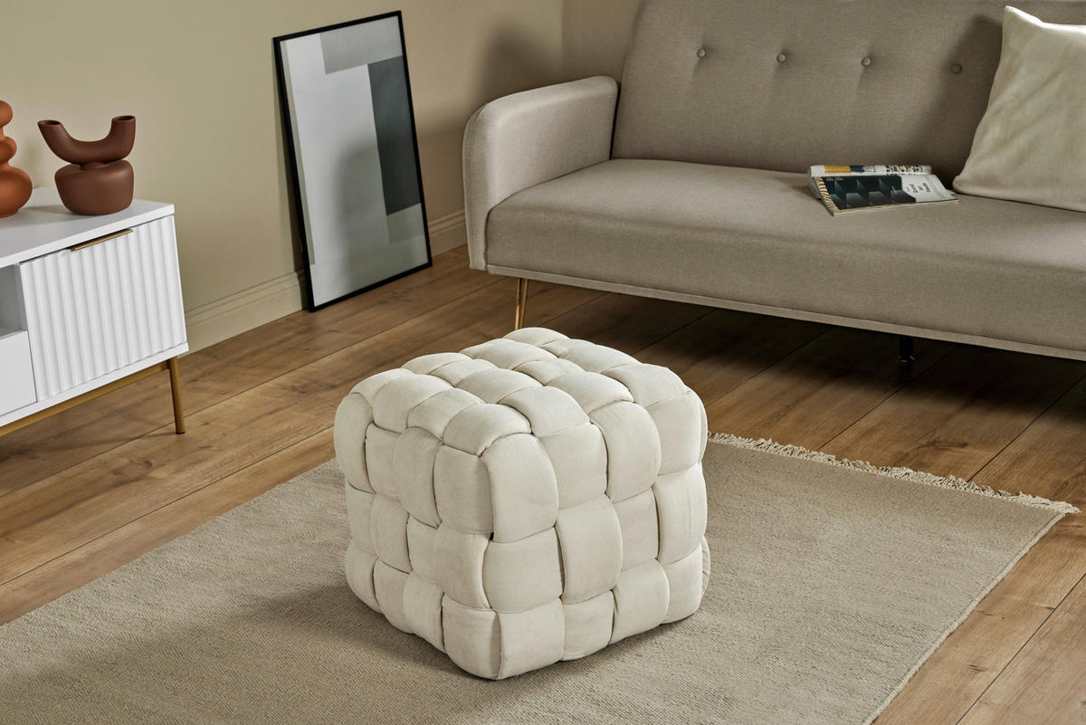 SITZWÜRFEL Samt  - Creme, MODERN, Textil (50/43/50cm)