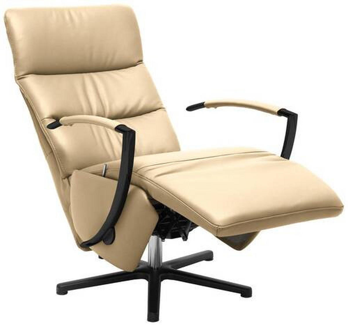 RELAXSESSEL in Leder Beige  - Beige/Schwarz, Design, Leder/Metall (64/112/80cm) - Cantus