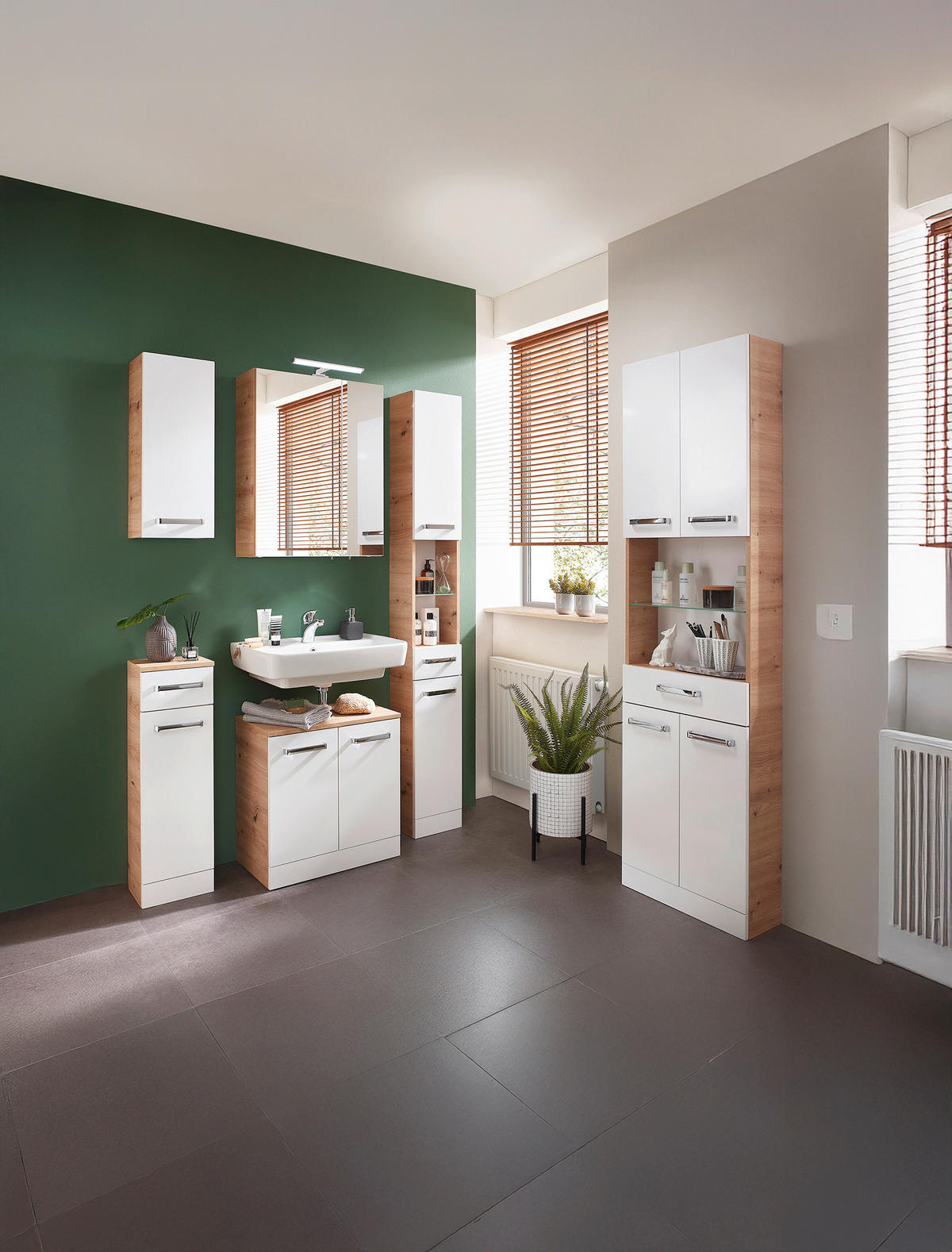 HOCHSCHRANK 25/188,5/20 cm  - Chromfarben/Eiche Artisan, KONVENTIONELL, Glas/Holzwerkstoff (25/188,5/20cm) - Xora