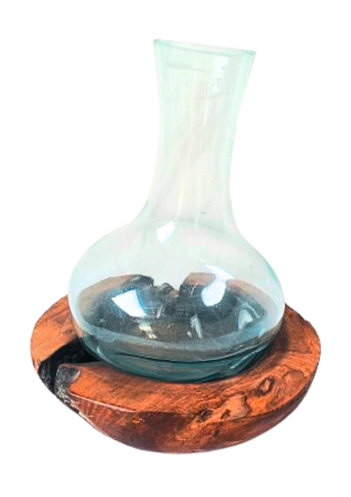 VÁZA, dřevo, sklo, 30 cm - čiré/ecru, Natur, dřevo/sklo (25/30cm) - Ambia Home