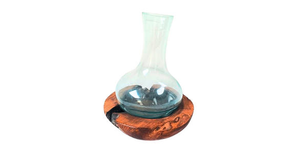 VASE 30 cm - Klar/Ecru, Natur, Glas/Holz (25/30cm) - Ambia Home