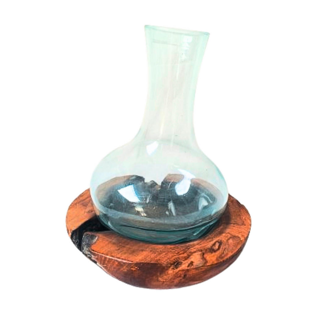 Ambia Home VÁZA, dřevo, sklo, 30 cm