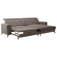 ECKSOFA inkl. Funktion Taupe Cord  - Taupe/Schwarz, KONVENTIONELL, Textil/Metall (290/178cm) - Cantus