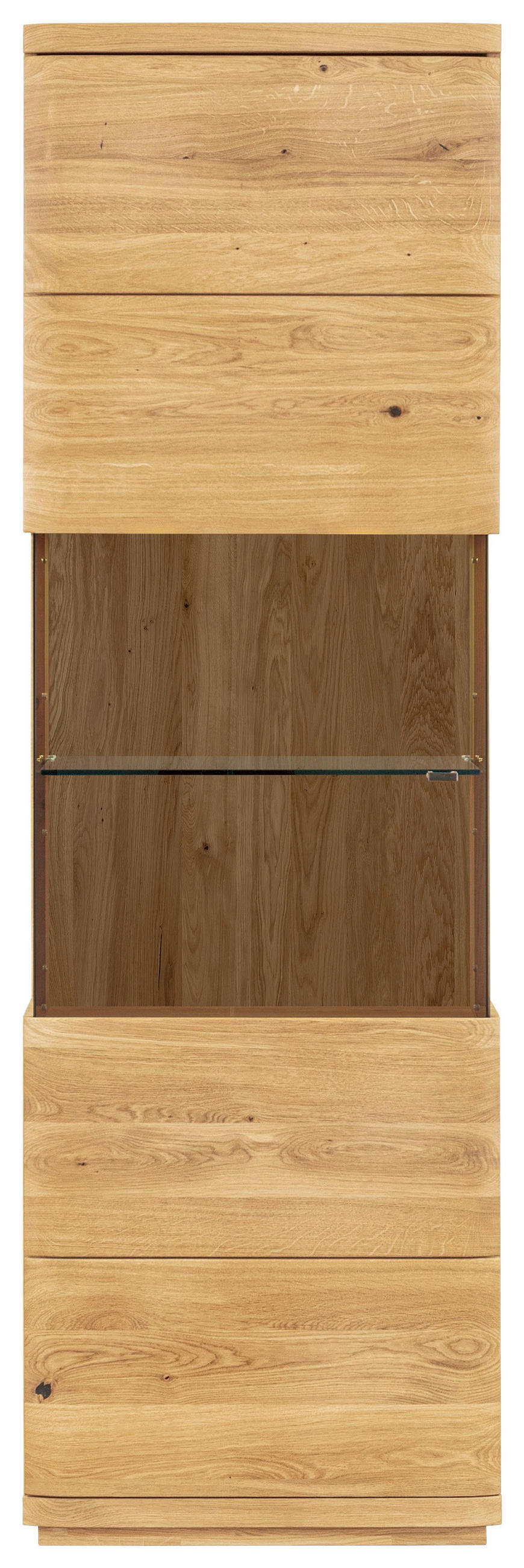 VITRINE in massiv Eiche Eichefarben  - Eichefarben/Transparent, Natur, Glas/Holz (65/205,8/38cm) - Linea Natura