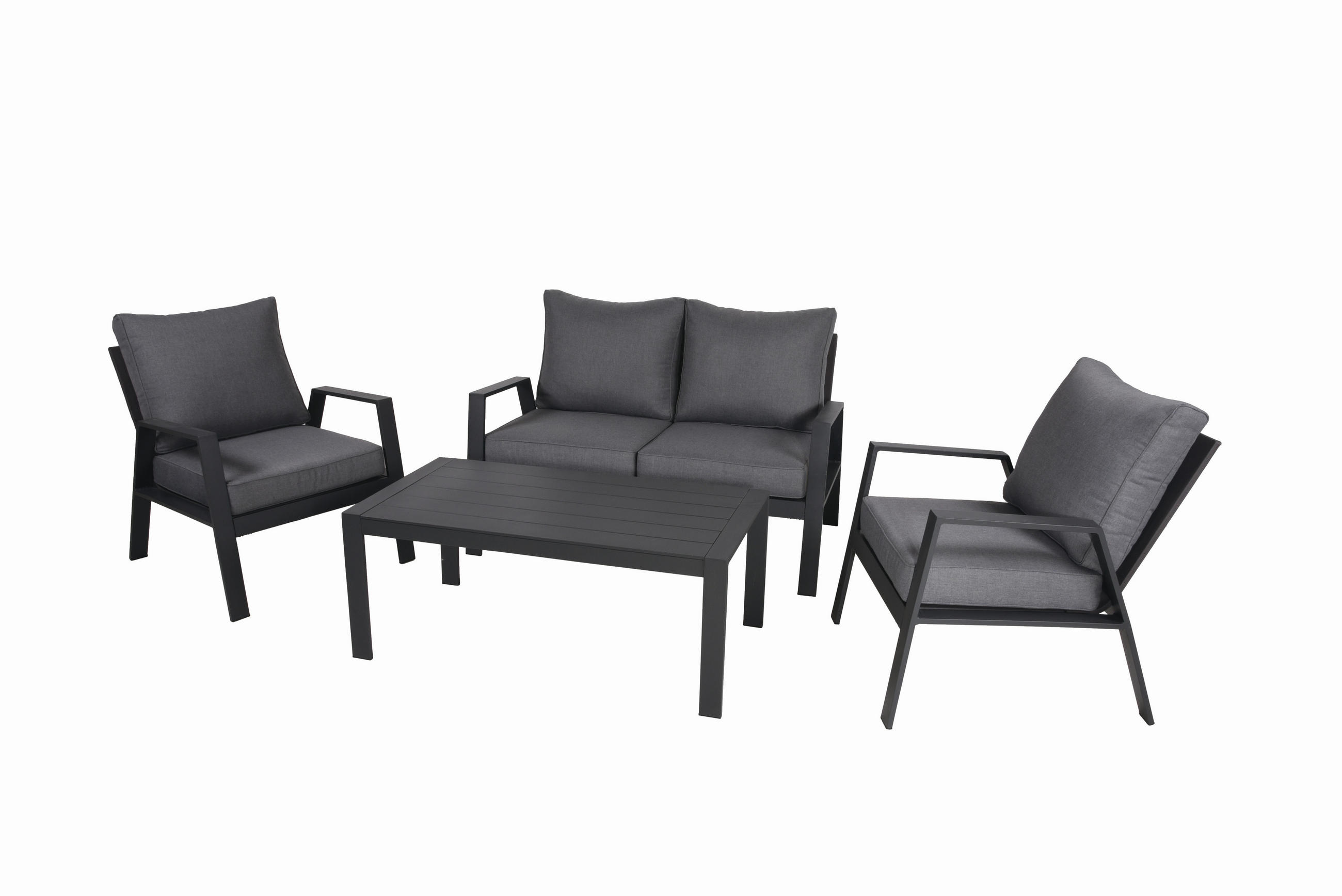GARTENSET Aluminium  - Anthrazit/Grau, Basics, Kunststoff/Textil - Gardenson