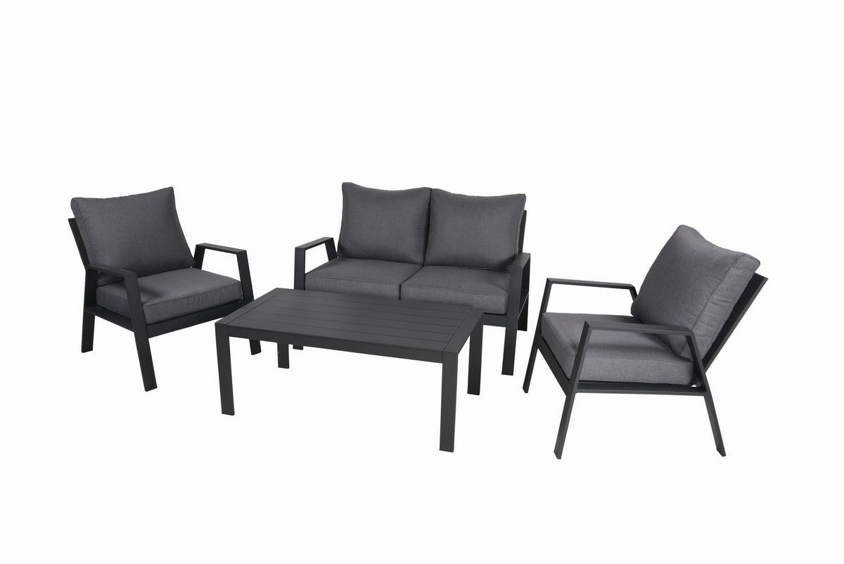 GARTENSET Aluminium  - Anthrazit/Grau, Basics, Kunststoff/Textil - Gardenson