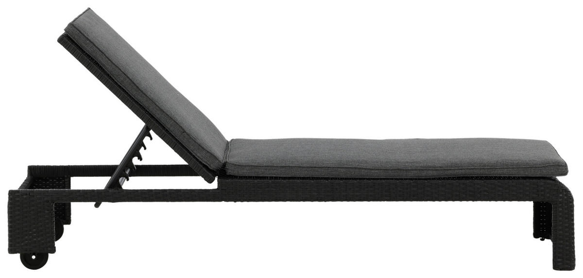 SONNENLIEGE 60/32/196 cm  - Schwarz, KONVENTIONELL, Kunststoff (60/32/196cm) - Gardenson