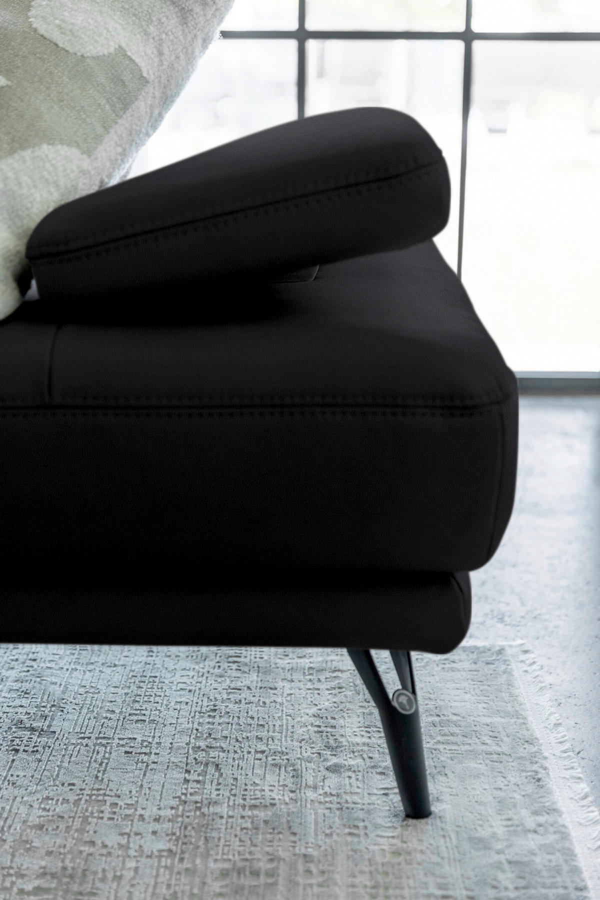 ECKSOFA Echtleder Schwarz  - Schwarz, Konventionell, Leder/Metall (301/180cm) - Joop!