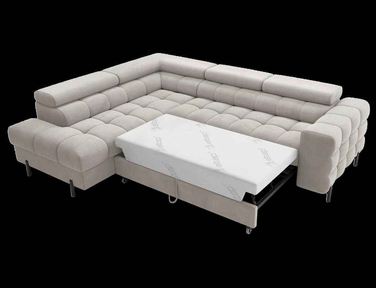 ECKSOFA in Plüsch Beige  200/276 cm  - Beige/Schwarz, Design, Textil/Metall (200/276cm) - MID.YOU