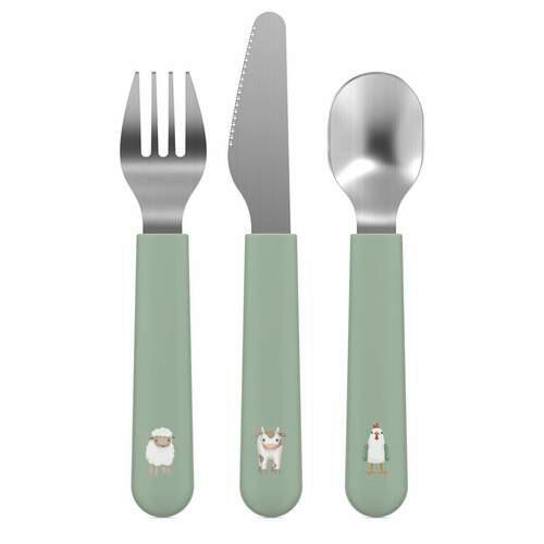 KINDERBESTECK 3-teilig  - Olivgrün, Basics, Kunststoff/Metall (12/1,7/19,3cm) - Mepal