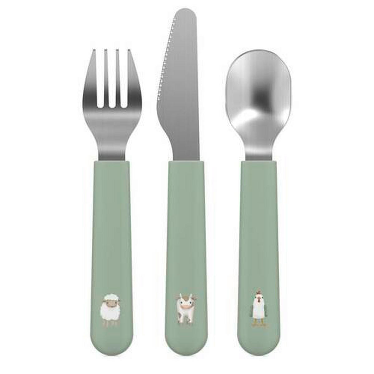 KINDERBESTECK 3-teilig  - Olivgrün, Basics, Kunststoff/Metall (12/1,7/19,3cm) - Mepal