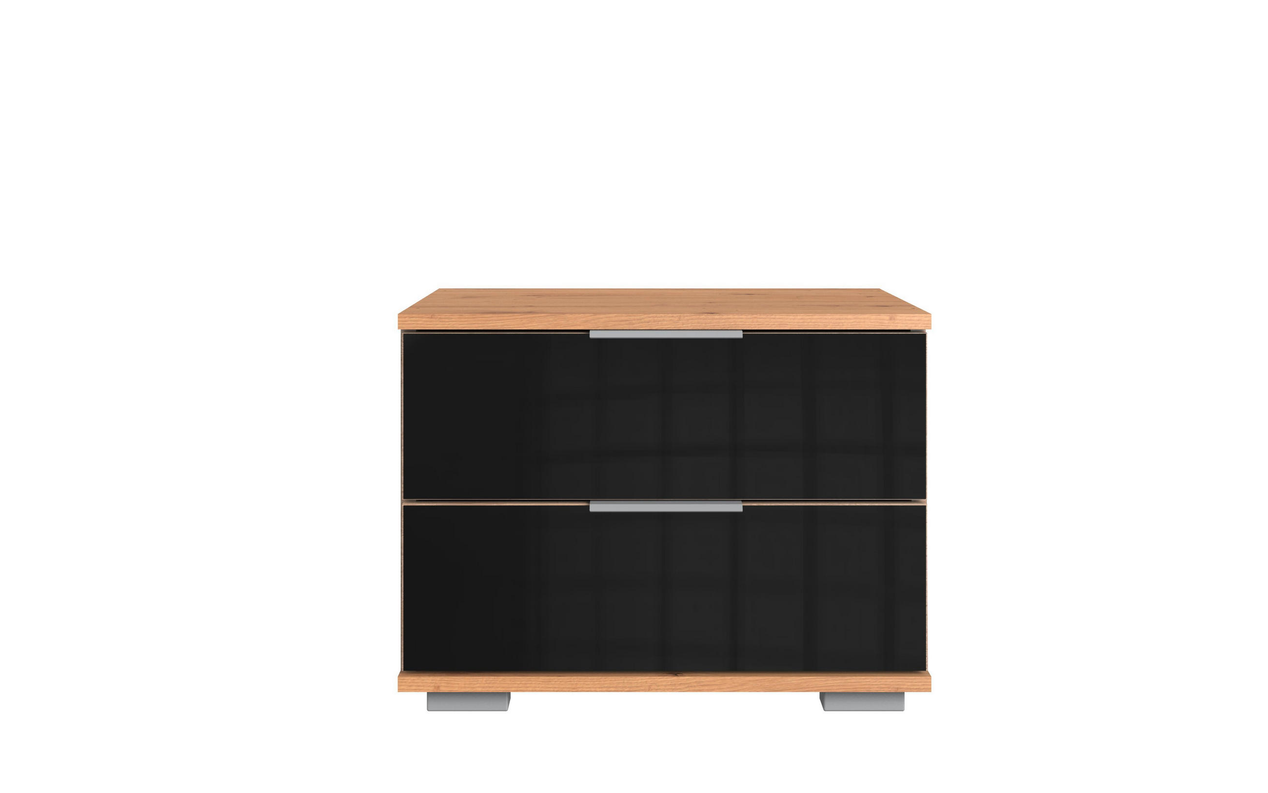 NOĆNI ORMARIĆ crna, boje hrasta   - boje hrasta/crna, Moderno, staklo/drvni materijal (52/40/38cm) - Carryhome