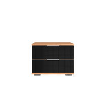 NOĆNI ORMARIĆ crna, boje hrasta   - boje hrasta/crna, Moderno, staklo/drvni materijal (52/40/38cm) - Carryhome