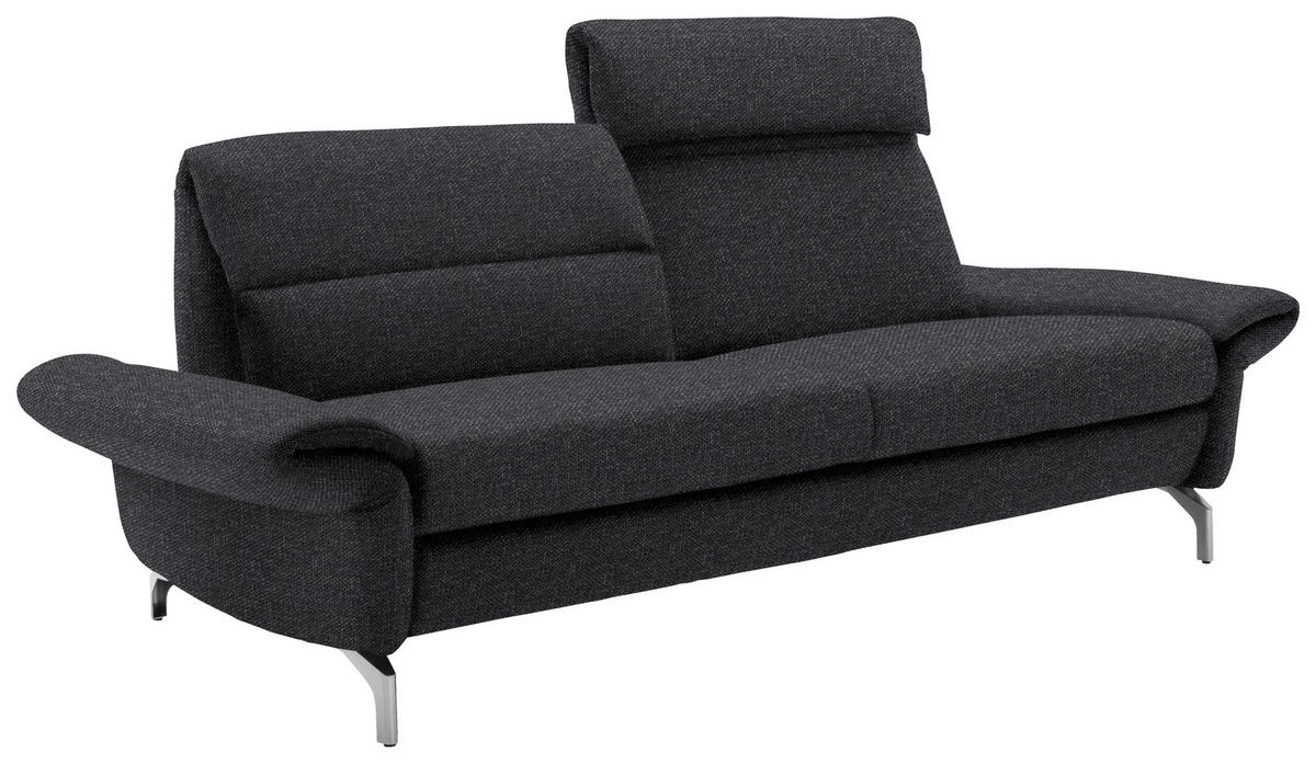2-SITZER-SOFA Flachgewebe Anthrazit  - Anthrazit/Nickelfarben, Design, Textil/Metall (186/87/100cm) - Schöner Wohnen