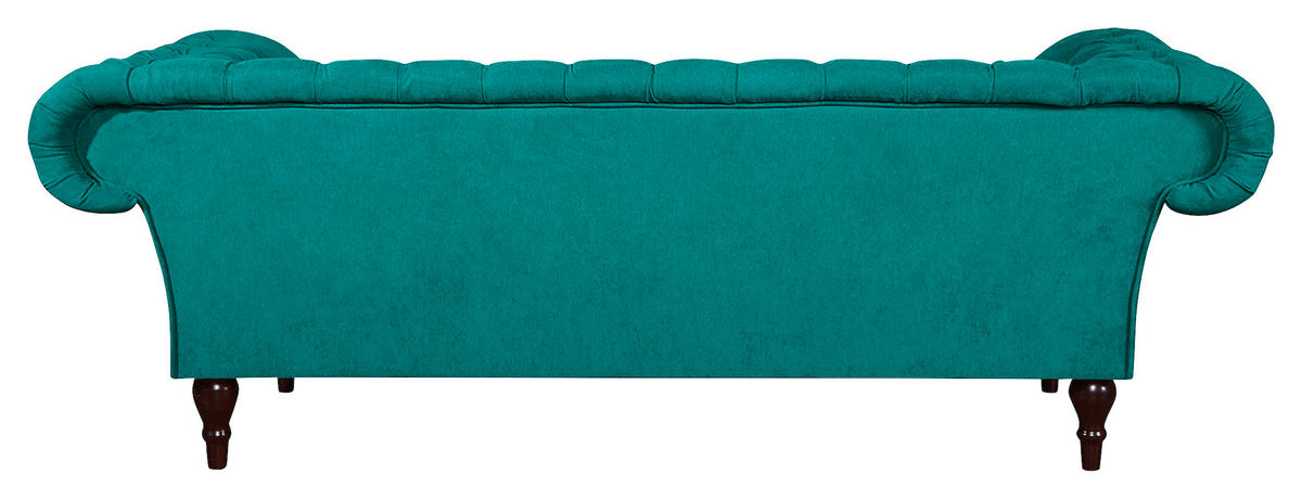 3-SITZER-SOFA Mikrofaser Türkis  - Türkis/Braun, Design, Holz/Textil (232/79/97cm) - Livetastic