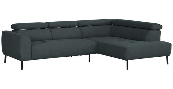 ECKSOFA in Struktur Dunkelgrau 280/205 cm - Dunkelgrau/Schwarz, Design, Textil/Metall (280/205cm) - Xora