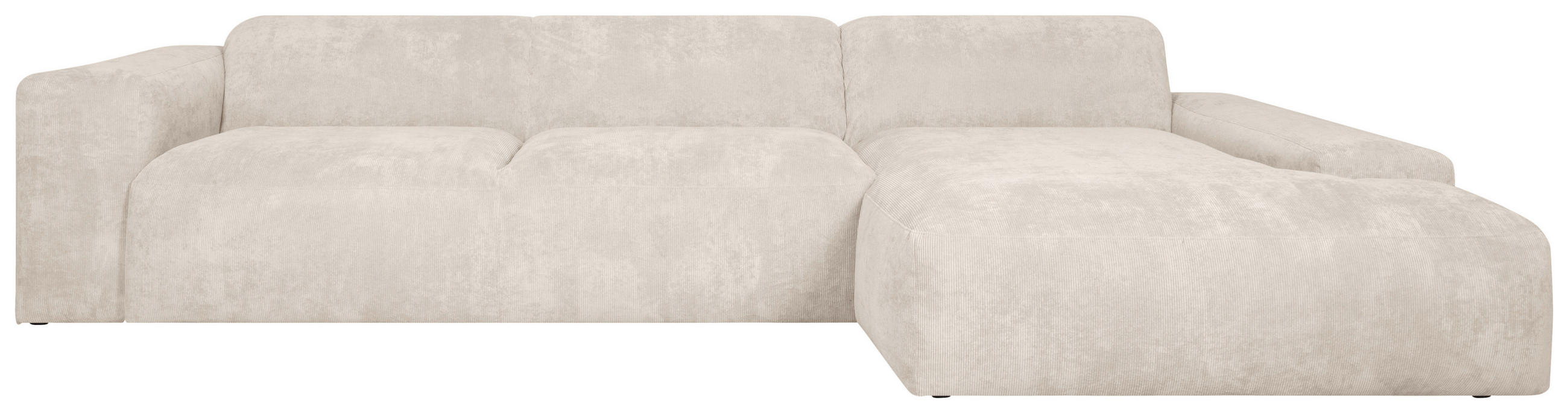 ECKSOFA HANNAH Creme Cord  - Creme/Schwarz, Design, Kunststoff/Textil (343/170cm) - MID.YOU