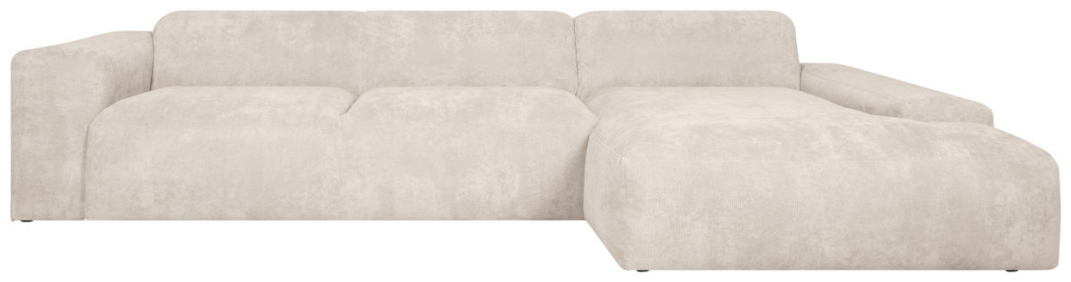 ECKSOFA HANNAH Creme Cord  - Creme/Schwarz, Design, Kunststoff/Textil (343/170cm) - MID.YOU