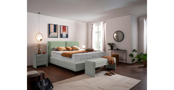 BOXSPRINGBETT 180/200 cm  in Hellgrau, Mintgrün  - Hellgrau/Schwarz, Design, Textil/Metall (180/200cm) - Johann Jakob