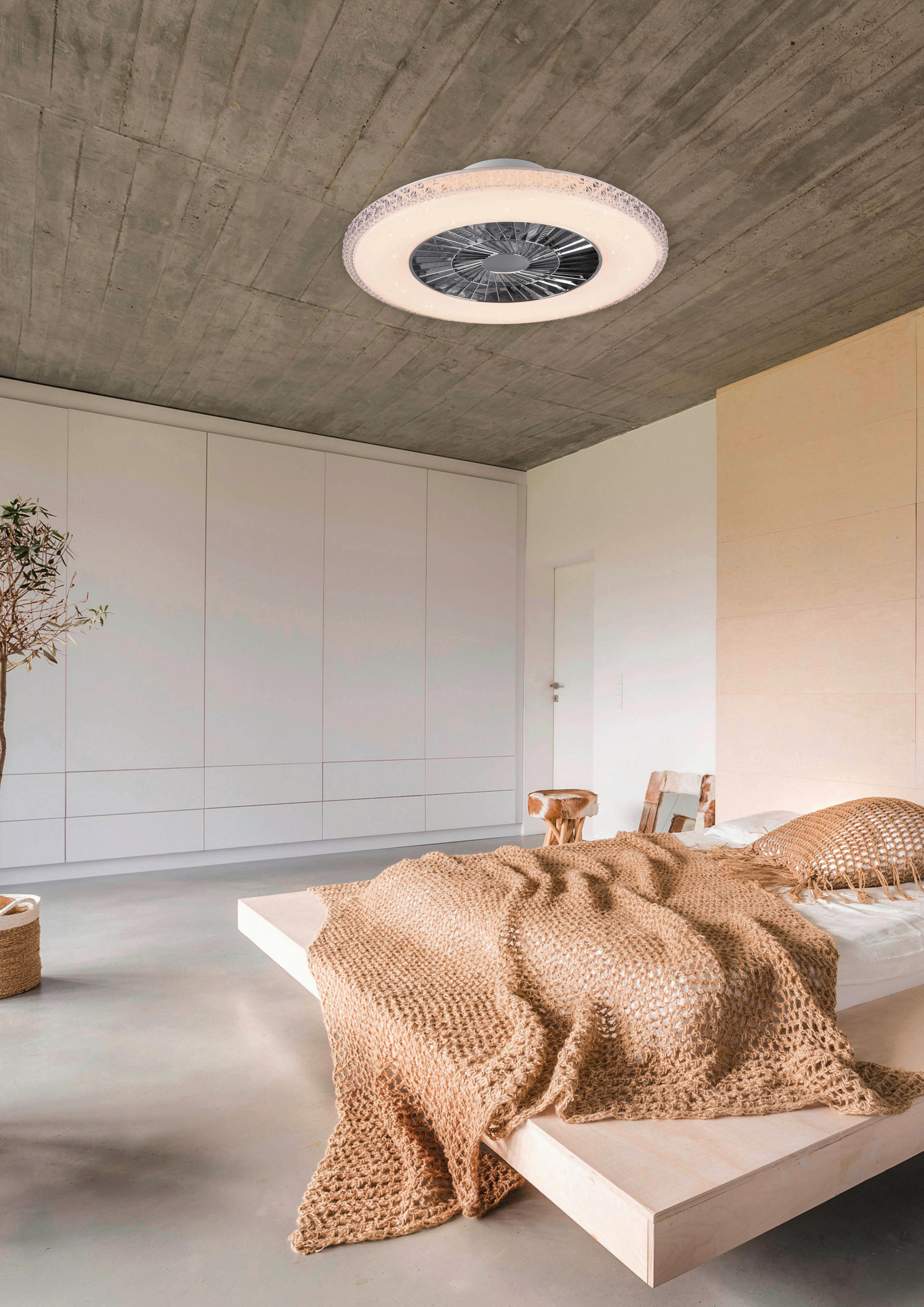DECKENVENTILATOR HARSTAD 60/18 cm   - Chromfarben/Transparent, Trend, Kunststoff (60/18cm)