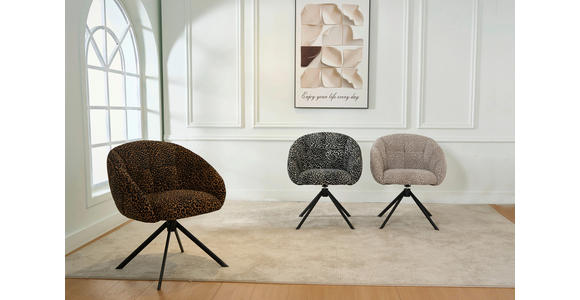 ARMLEHNSTUHL  Sitzfläche 360° drehbar Webstoff  - Beige/Hellgrau, Design, Textil/Metall (64/84/65cm) - Novel