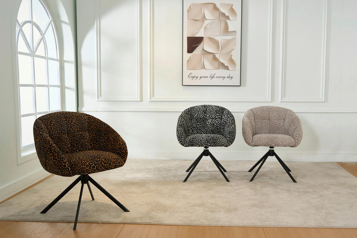 ARMLEHNSTUHL  Sitzfläche 360° drehbar Webstoff  - Beige/Hellgrau, Design, Textil/Metall (64/84/65cm) - Novel