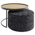 COUCHTISCHSET in Holz 80/80/49 cm  - Eichefarben/Schwarz, Design, Holz/Textil (80/80/49cm) - Novel