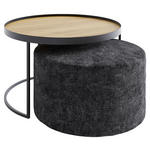 COUCHTISCHSET in Holz 80/80/49 cm  - Eichefarben/Schwarz, Design, Holz/Textil (80/80/49cm) - Novel