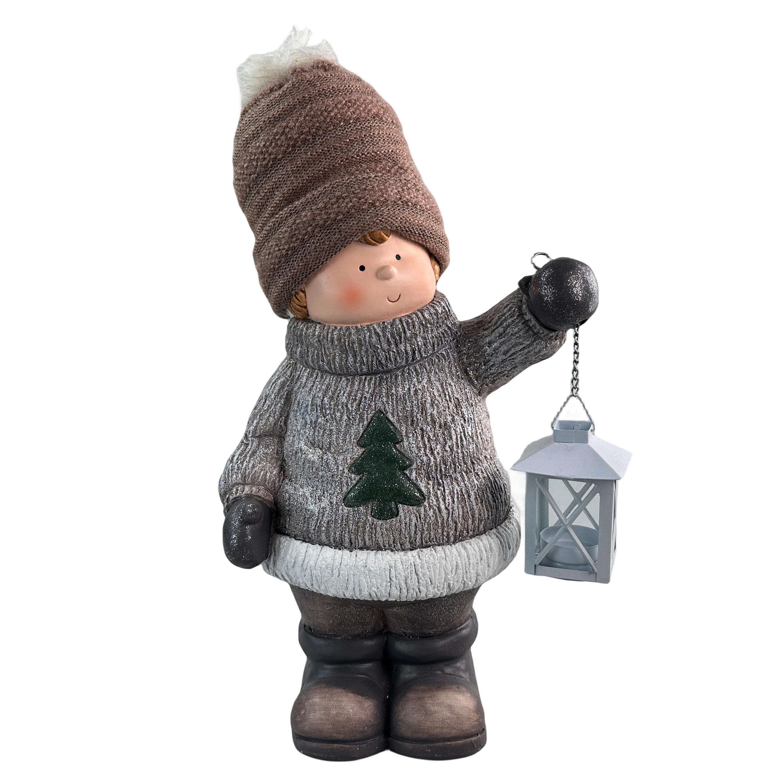 DEKOFIGUR KIND  - Braun/Weiß, LIFESTYLE, Textil/Stein (24/39,5/19cm) - X-Mas