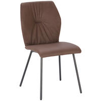 STUHL  in Stahl Echtleder pigmentiert  - Anthrazit/Dunkelbraun, Design, Leder/Metall (49/89/59cm) - Bert Plantagie