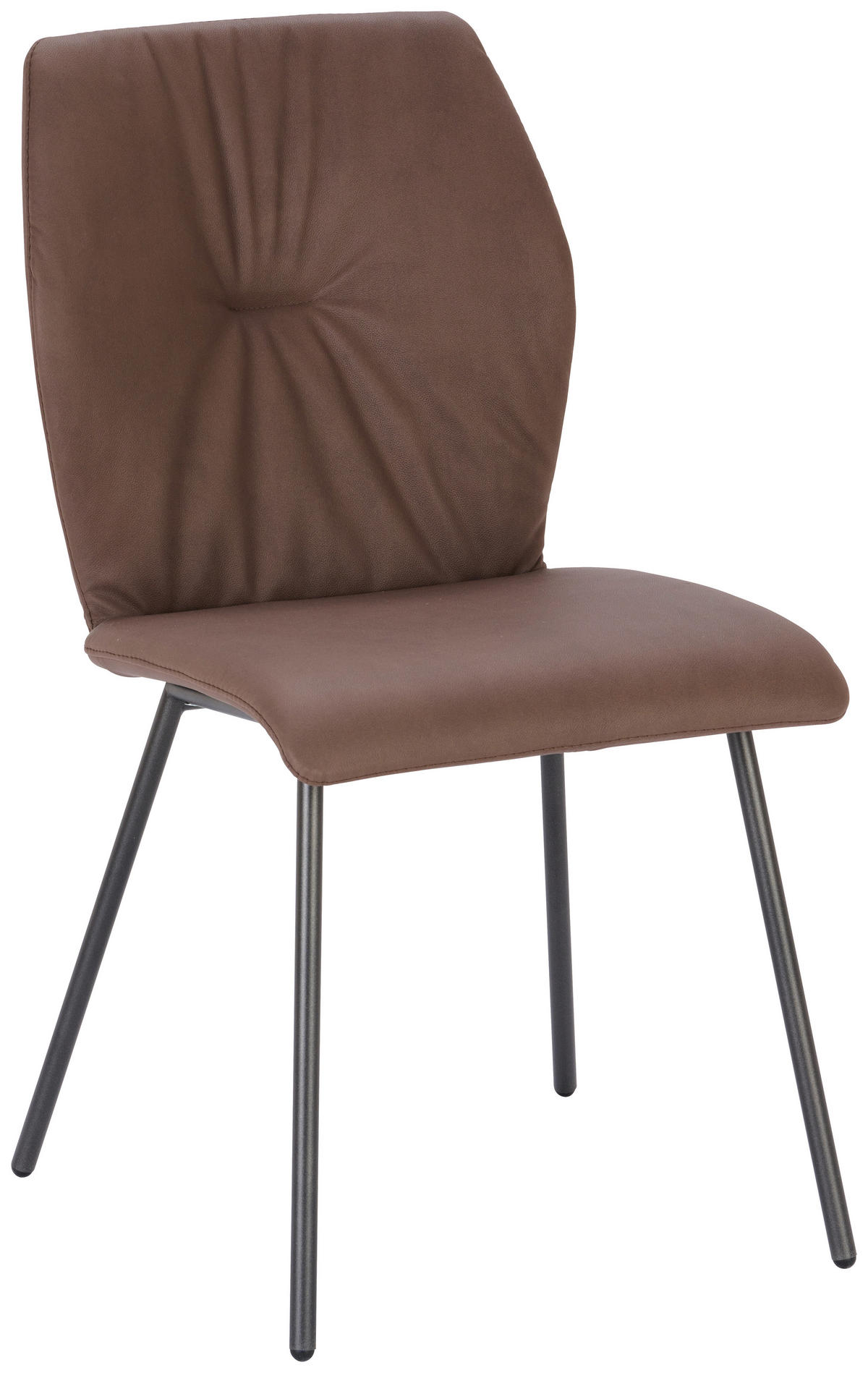 STUHL  in Stahl Echtleder pigmentiert  - Anthrazit/Dunkelbraun, Design, Leder/Metall (49/89/59cm) - Bert Plantagie