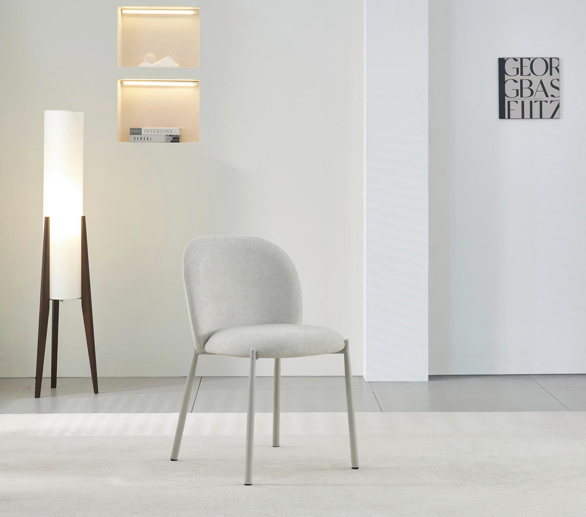 STUHL  Stoffauswahl Struktur  - Beige, Design, Textil/Metall (46/80/60cm) - Stylife