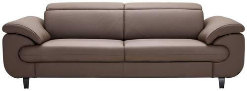 3,5SEDÁK, tmavě hnědá, pravá kůže - tmavě hnědá/černá, Natur, kov/kůže (242/100/105cm) - Valnatura