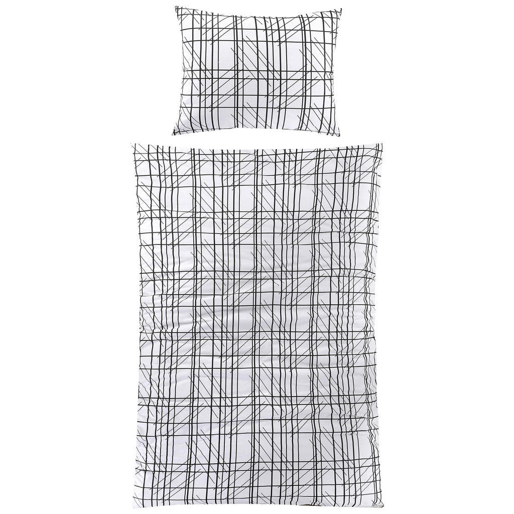 Renforcé-Bettwäsche 140x200 cm Kira Schwarz/Weiß