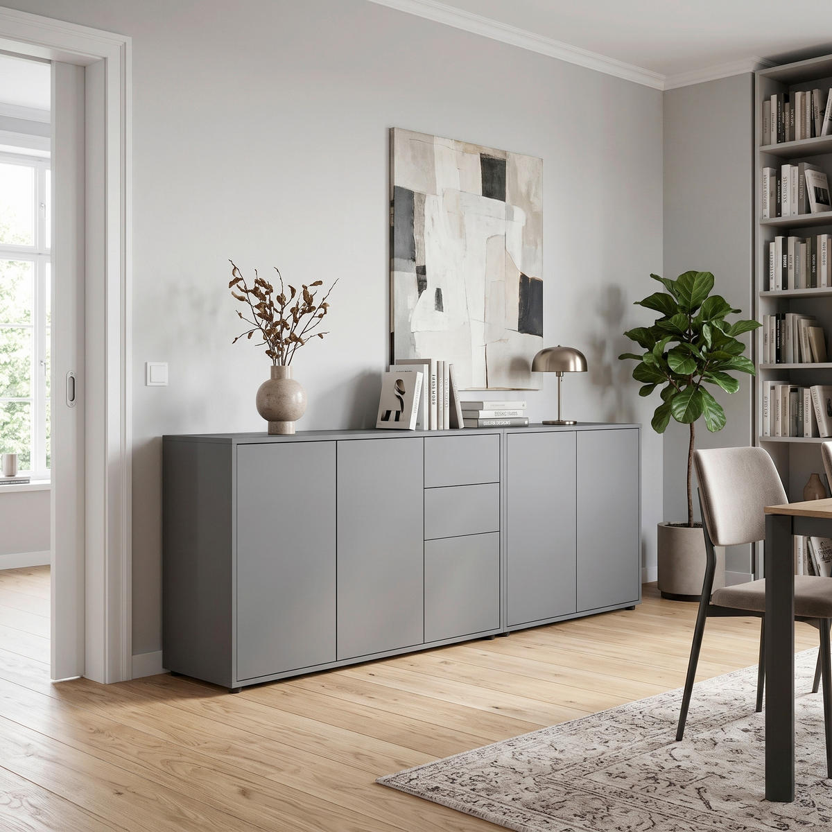 SIDEBOARD Mailand Set 10 184,5/73/33 cm 2 Schublade(n)  - Anthrazit/Schwarz, MODERN, Holzwerkstoff/Kunststoff (184,5/73/33cm) - MID.YOU