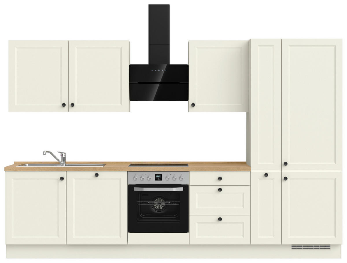 KÜCHENBLOCK 330 cm   in Weiß, Eichefarben  - Eichefarben/Schwarz, MODERN, Holzwerkstoff/Metall (330cm) - Nobilia