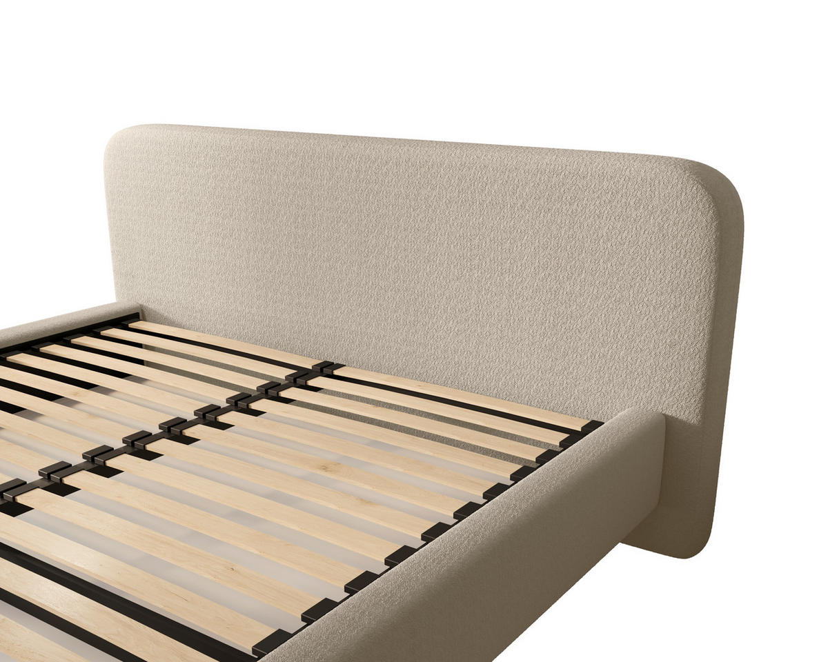 POLSTERBETT 160/200 cm,  in Creme, Lattenrost, Bettkasten,  - Creme/Schwarz, MODERN, Textil/Metall (160/200cm) - MID.YOU