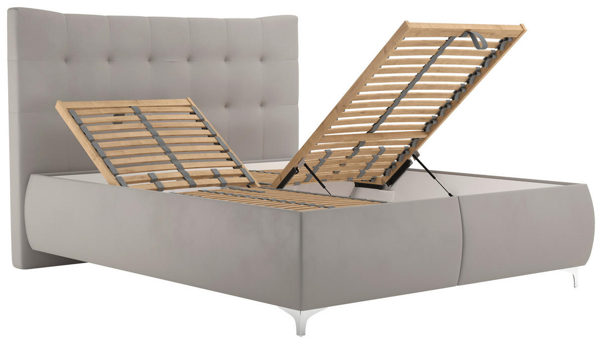 KÁRPITOZOTT ÁGY 160/200 cm  ezüst  - ezüst, Modern, műanyag/faalapú anyag (160/200cm) - Cantus