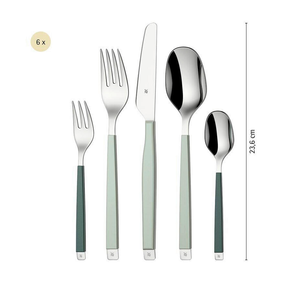 BESTECKSET Emotion 30-teilig Edelstahl  für 6 Personen  - Salbeigrün, Basics, Metall (12,5/12,5/25cm) - WMF