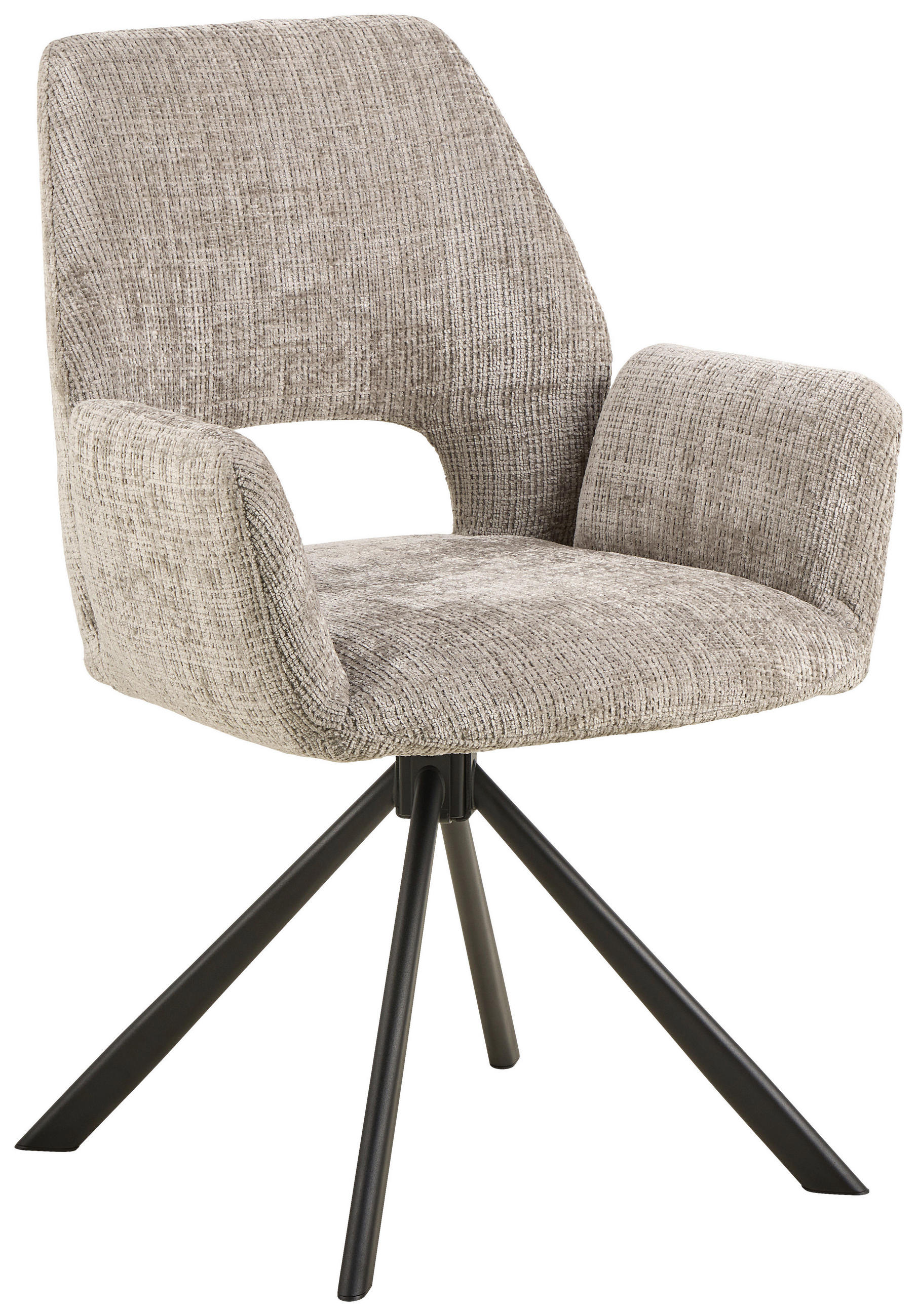 ARMLEHNSTUHL  in Stahl Chenille  - Schwarz/Grau, Design, Textil/Metall (60/85/63cm) - MID.YOU