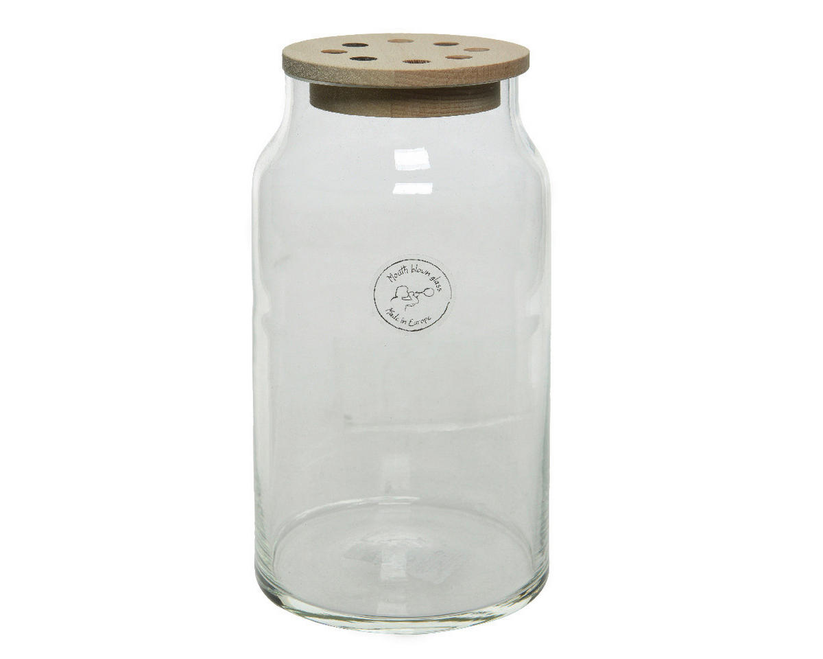 VASE 11 cm  - Klar, Trend, Glas/Holz (11,00/11,00/20,00cm)