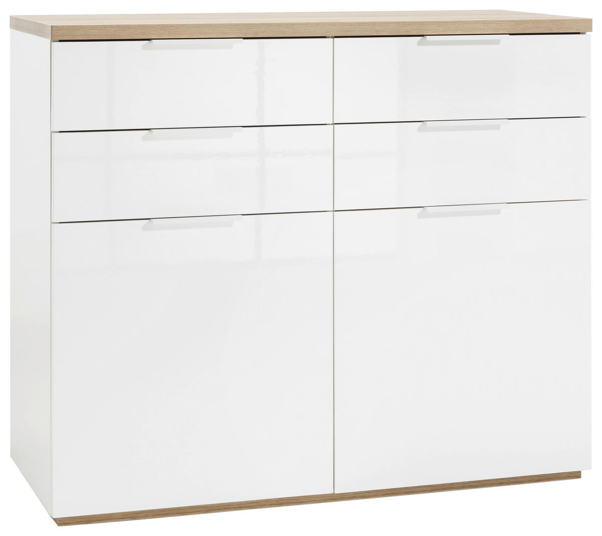KOMMODE  in 120/102/50 cm  - Eichefarben/Weiß Hochglanz, Basics, Holzwerkstoff/Metall (120/102/50cm) - Carryhome