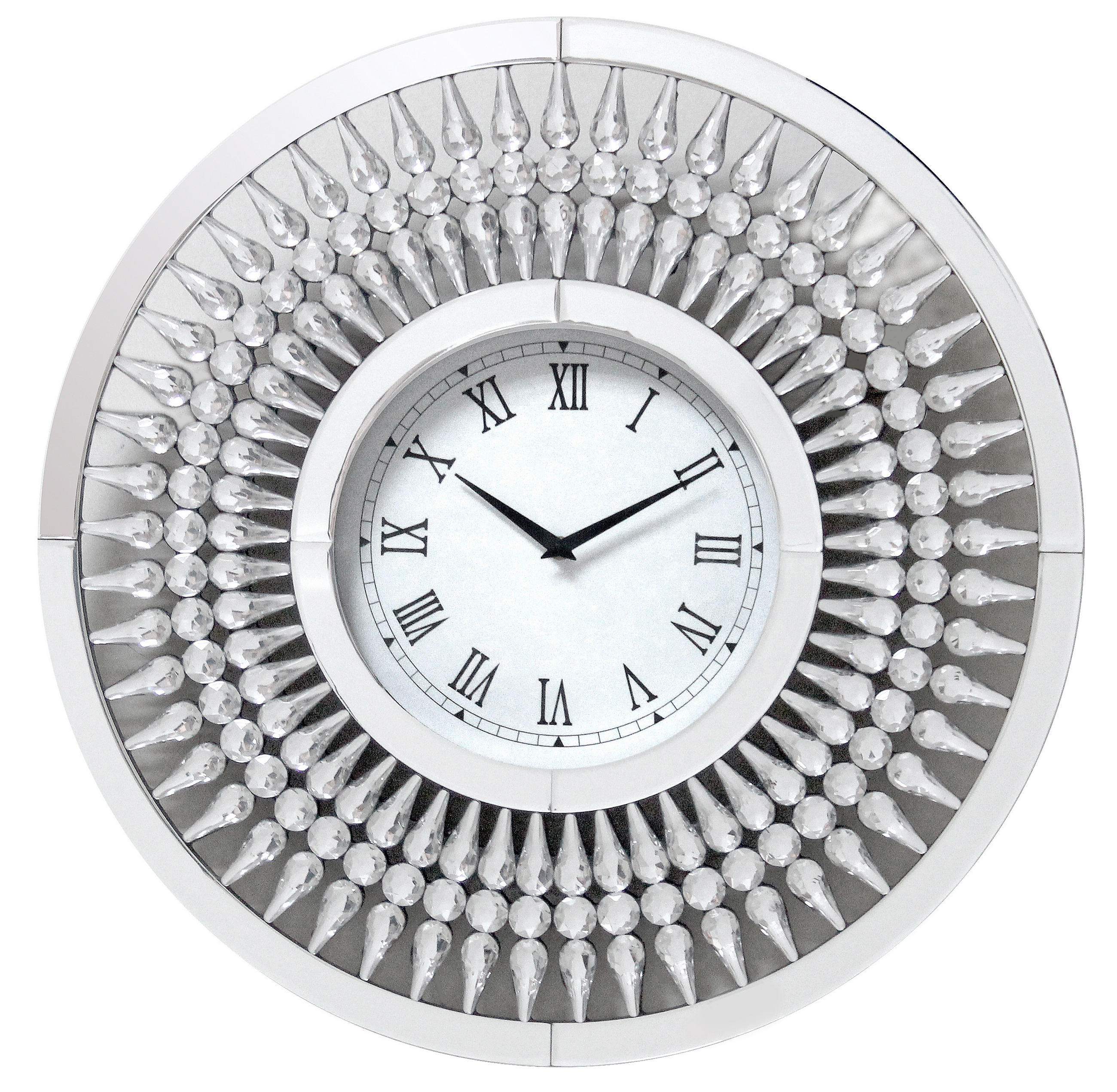 WANDUHR  Schwarz, Silberfarben, Weiß 60 cm  - Silberfarben/Schwarz, Trend, Glas (60cm) - Ambia Home