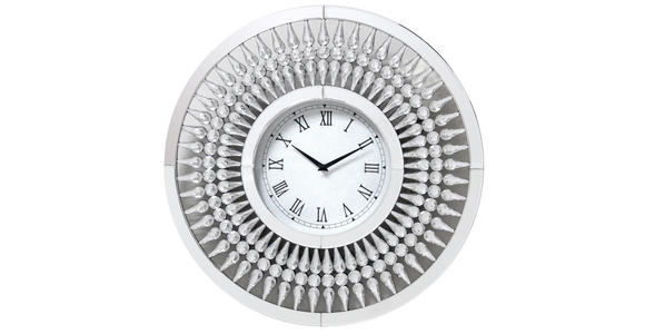 WANDUHR  Schwarz, Silberfarben, Weiß 60 cm  - Silberfarben/Schwarz, Trend, Glas (60cm) - Ambia Home