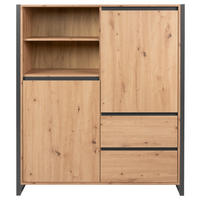 FÉLMAGAS SZEKRÉNY 120/140/40 cm  - tölgyfa/antracit, Modern, faalapú anyag (120/140/40cm) - MID.YOU